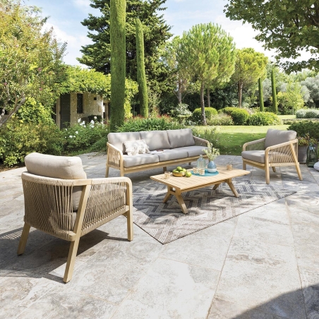 SALON COMPLET PAPOUASIE - 1 CANAPE + 2 FAUTEUILS + 1 TABLE