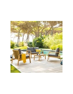 SALON COMPLET TIWI - 1 CANAPE + 2 FAUTEUILS + 1 TABLE 2