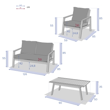 SALON COMPLET TIWI - 1 CANAPE + 2 FAUTEUILS + 1...