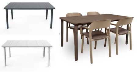 TABLE NOA COULEUR GRIS FONCE UNIS 160 X 90CM  POLYPROPYLENE Made in EU **PROMO*