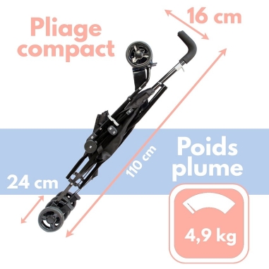 POUSSETTE CANNE FIXE AVEC CANOPY POUR ENFANT