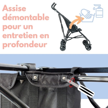 POUSSETTE CANNE FIXE AVEC CANOPY POUR ENFANT