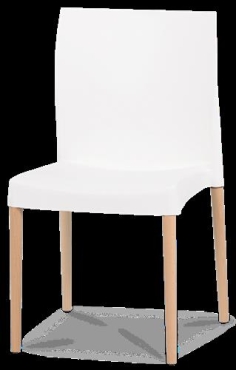 CHAISE  ELITE SARA BLANC EMPILABLE  -  PIED BOIS  Made in EU 2