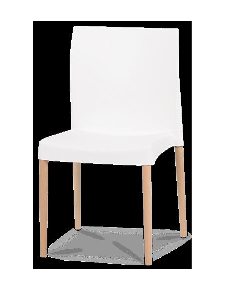 CHAISE  ELITE SARA BLANC EMPILABLE  -  PIED BOIS  Made in EU