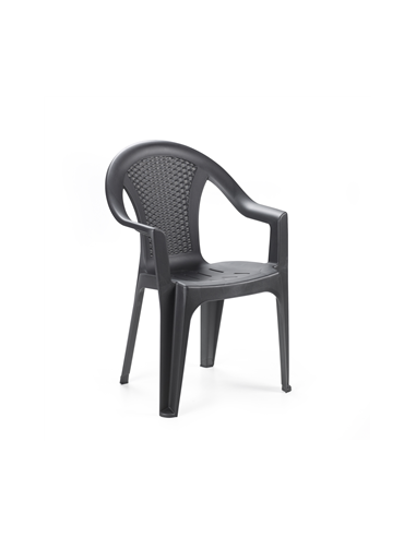 FAUTEUIL EMPILABLE  ISCHIA - ANTRACITE DOSSIER EFFET ROTIN