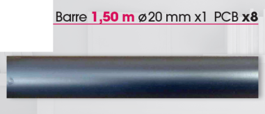 TRINGLE A RIDEAUX 1.50 M NIQUEL BROSSE  DIAM 20MM GRIS