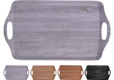 PLATEAU DE SERVICE  MELAMINE 45 x 30 cm  GREY - WOOD - KOP ***SEPTEMBRE