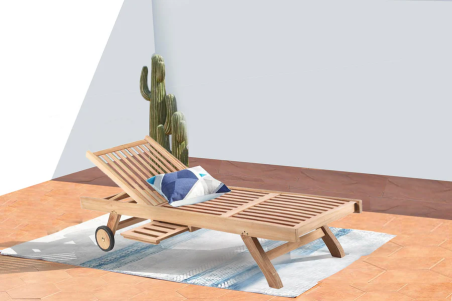 BAIN DE SOLEIL  EN TECK - JAVA 195x65x32.5cm