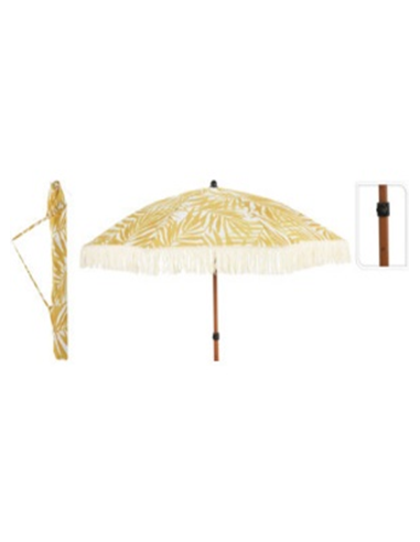 PARASOL Ø1.8 M FEUILLES JAUNES NON INCLINABLE 180 gr/m² - 8 BALEINES + HOUSSE KO