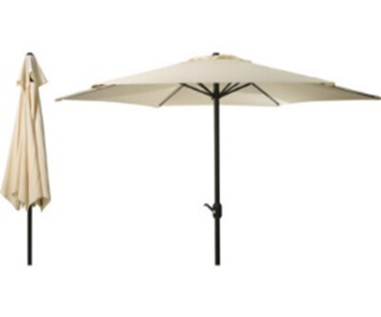 PARASOL Ø 3M BEIGE 180 gr/m² A MANIVELLE NON INCLINABLE 6 BALEINES MAT Ø 48MM KO