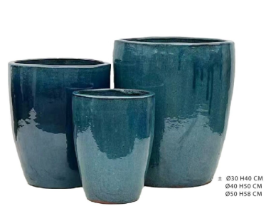 SET 3 POTS RONDS HAUT "LAGOON" Ø30 H40 / Ø40 H50 / Ø50 H58