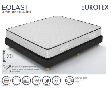 MATELAS EOLAST 90 x200x20 - 35 Kg - 3 cm memoryform 50kg