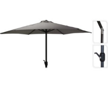 PARASOL Ø2.7M ANTHRACITE 160gr/m² A MANIVELLE INCLINABLE 6 BALEINES MAT Ø38MM KO