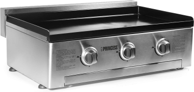 PLANCHA GAZ 3 BRULEURS LUXE - PLAQUE DE CUISSON EN FONTE EMAILLEE ***INOX***