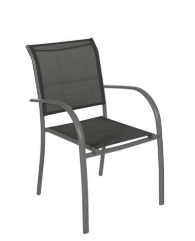 FAUTEUIL PIAZA ALU GRIS GALET OU ANTHRACITE EMPILABLE