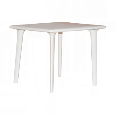 TABLE DESSA 90 X 90CM  BLANCHE  PLATEAU ET PIED POLYPROPILENE