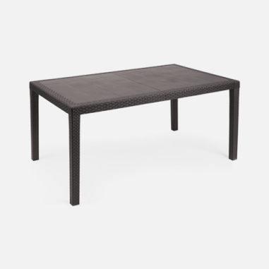 TABLE PRINCE   150 X 90 CM ** MOKA/MARONE ** EFFET ROTIN