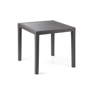 TABLE KING  79 X 79 CM MOKA/MARONE  EFFET ROTIN **DESTOCK**