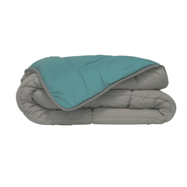 COUETTE  MICROFIBRE LINO 140 X 200 CM  BLEU TURQUOISE /GRIS 450GR/M²