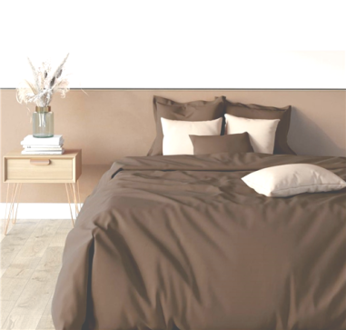 HOUSSE DE COUETTE MICROFIBRE TAUPE 2 PLACES 220X240