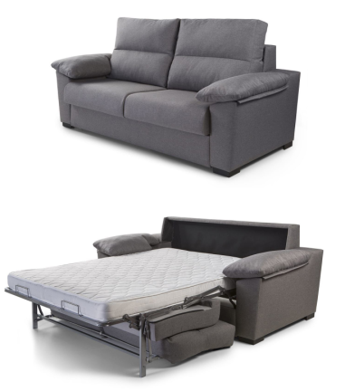 CANAPE CONVERTIBLE "REINE" 2 PLACES - LARGEUR TOTAL 175 CM - GRIS