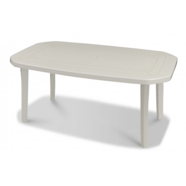 TABLE MIAMI GROSFILLEX 165X100XH72 BLANCHE- TROU PARASOL ***ESP***