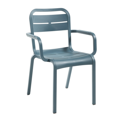 FAUTEUIL EMPILABLE CANNES BLEU MINERAL  - GROSFILLEX DESTOCKAGE EXCEPTIONNEL