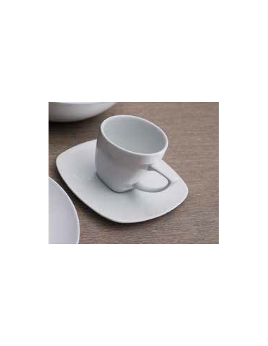 TASSE MIXTE 20 CL + SOUS TASSE "SILDE" PORCELAINE BLANCHE