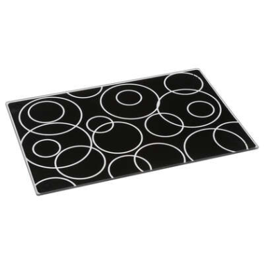 PLANCHE A DECOUPER EN VERRE 30  X 20 CM NOIRE MOTIFS PAS DE LAVE VAISSELLE