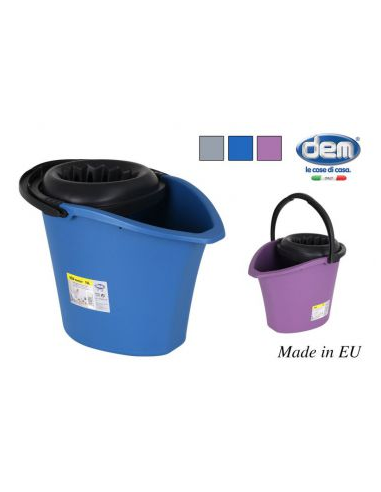 SEAU ESPAGNOL OVALE 14L  BLEU +  ESSOREUR NOIR