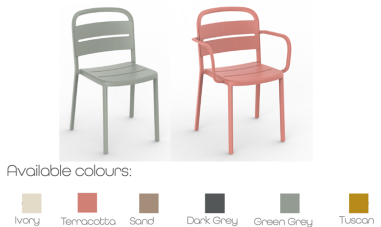 FAUTEUIL COMO GRIS VERT  - IN / OUT - EMPILABLE Made in EU