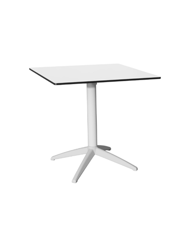 TABLE CAFE 60X60CM PIED FIXE BLANC PLATEAU PHENOLIQUE BLANC Made in EU