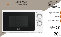 FOUR MICRO ONDES 20 LTR BLANC - SELECT by EUROTEX -700W **PROMOTION**
