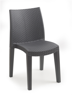 CHAISE  DE JARDIN LYDIE   ANTRACHITE EFFET ROTIN Made in EU