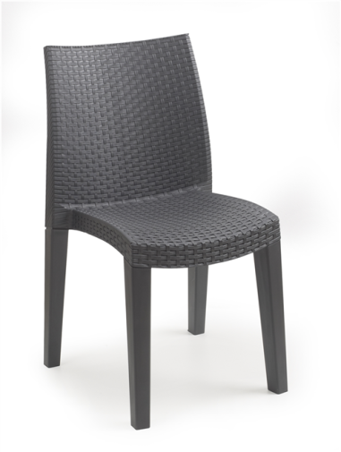 CHAISE  DE JARDIN LYDIE   ANTRACHITE EFFET ROTIN Made in EU