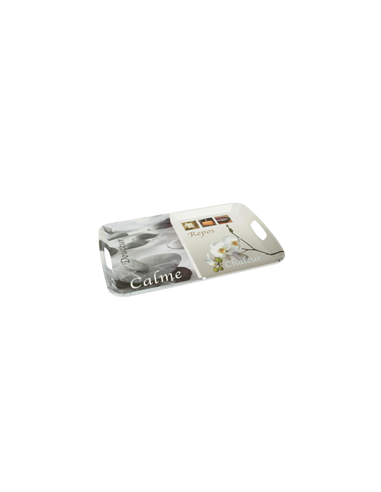 PLATEAU DE SERVICE  MELAMINE 46 X 30CM MOTIF  " GRIS CALME " ***PROMOTION***