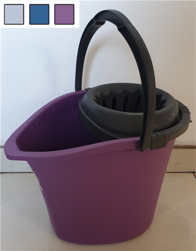 SEAU ESPAGNOL OVALE 14L  MAUVE +  ESSOREUR NOIR ***ESP***