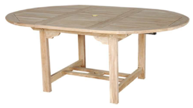 TABLE OVALE JAVA TECK - 150  X90 CM  AVEC TROU PARASOL