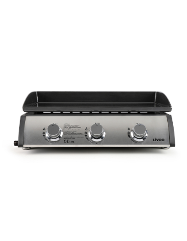 PLANCHA GAZ  PREMIUM - FONTE EMAILLE - 3 BRULEURS - PLAQUE 61 X38 CM ***INOX***