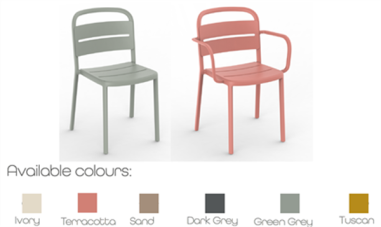 CHAISE COMO TERRACOTA  - IN / OUT - EMPILABLE Made in EU