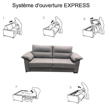 CANAPE CONVERTIBLE "ANA" 2 PLACES - COUCHAGE 160X200 CM - GRIS