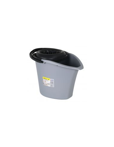 SEAU ESPAGNOL OVALE 14L  GRIS +  ESSOREUR NOIR ***ESP***