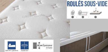 MATELAS PREMIUM 160X200x20cm dont 5 cm de memoryfoam