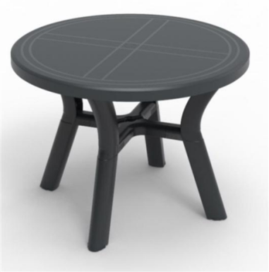 TABLE JAZMIN AVEC RENFORT CENTRAL100CM DIAM ANTHRACITE - Made in EU