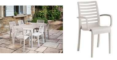 FAUTEUIL SLAT BLANC GLACIER  GROSFILLEX FRANCE **ESP** **PROMOTION**