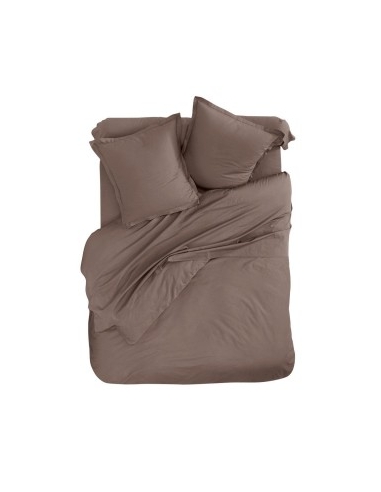 PARURE DE LIT 2 PERS. 4 PIECES LIT 140CM  - MICROFIBRE TAUPE
