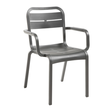 FAUTEUIL EMPILABLE CANNES ANTHRACITE  - GROSFILLEX FR