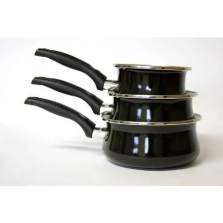 ENSEMBLE DE 3 CASSEROLES VITRINOR NOIR 16-18-20 cm - TOUS FEUX