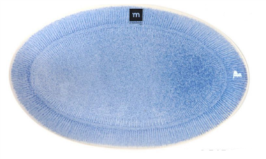 PLAT DE SERVICE OVAL 34X21CM FAIENCE CALOBRA BLEU