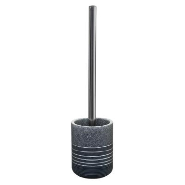 BALAYETTE  WC NOIRE MANCHE ACIER  + SUPPORT SILVER